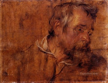  anciano Pintura al %c3%b3leo - Estudio de perfil de un anciano barbudo, pintor de la corte barroca Anthony van Dyck